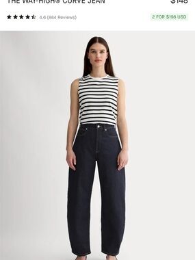 Everlane High-Rise Wide-Leg Jeans in Black Indigo